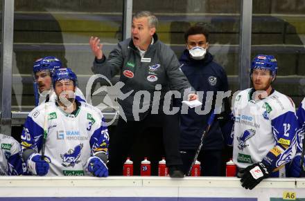 EBEL. Eishockey Bundesliga. VSV gegen KAC.  Trainer Dan Ceman, Jerry Pollastrone, Michael Raffl (VSV). Villach, am 1.12.2020.
Foto: Kuess
www.qspictures.net
---
pressefotos, pressefotografie, kuess, qs, qspictures, sport, bild, bilder, bilddatenbank