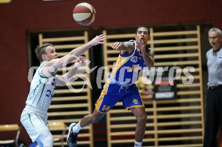 Basketball Zweite Liga 2020/2021. Grunddurchgang 10. Runde. KOS Celovec gegen BBU Salzburg. Tim Huber (KOS Celovec), Raul De La Cruz  (BBU Salzburg). Klagenfurt, am 5.12.2020.
Foto: Kuess
www.qspictures.net

---
pressefotos, pressefotografie, kuess, qs, qspictures, sport, bild, bilder, bilddatenbank