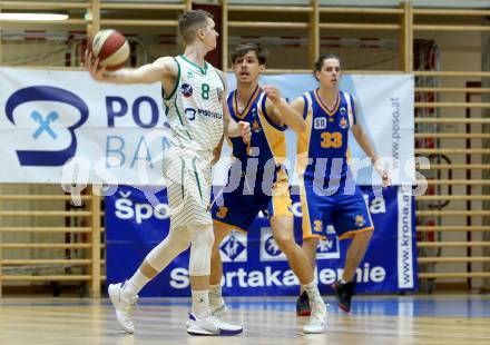 Basketball Zweite Liga 2020/2021. Grunddurchgang 10. Runde. KOS Celovec gegen BBU Salzburg. Jernej Heine Andolsek (KOS Celovec), Jesus Diaz del Rio Foces, Felix Leindecker   (BBU Salzburg). Klagenfurt, am 5.12.2020.
Foto: Kuess
www.qspictures.net

---
pressefotos, pressefotografie, kuess, qs, qspictures, sport, bild, bilder, bilddatenbank