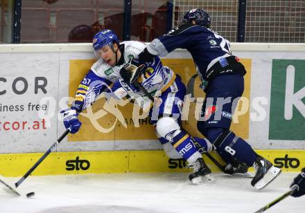 EBEL. Eishockey Bundesliga. VSV gegen Hydro Fehervar AV 19.  Jordan Caron,  (VSV), Daniel Szabo (Alba Volan). Villach, am 10.12.2020.
Foto: Kuess
www.qspictures.net
---
pressefotos, pressefotografie, kuess, qs, qspictures, sport, bild, bilder, bilddatenbank