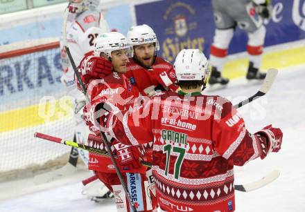 EBEL. Eishockey Bundesliga. KAC gegen	spusu Bratislava Capitals. Torjubel  Manuel Geier, Manuel Ganahl,    (KAC). Klagenfurt, am 13.12.2020.
Foto: Kuess
www.qspictures.net

---
pressefotos, pressefotografie, kuess, qs, qspictures, sport, bild, bilder, bilddatenbank