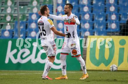 Fussball. Bundesliga. RZ Pellets WAC gegen FK Austria Wien. Torjubel Michael Liendl, Eliel Peretz (WAC). Wolfsberg, am 13.12.2020.
Foto: Kuess
www.qspictures.net

---
pressefotos, pressefotografie, kuess, qs, qspictures, sport, bild, bilder, bilddatenbank