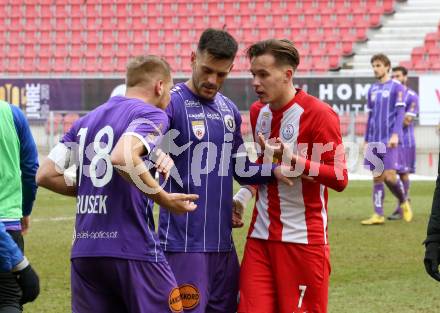 Fussball 2. Liga. SK Austria Klagenfurt gegen  FC Liefering. Markus Rusek, Darijo Pecirep (Klagenfurt), Amar Dedic (Liefering). Klagenfurt, am 13.12.2020.
Foto: Kuess
www.qspictures.net
---
pressefotos, pressefotografie, kuess, qs, qspictures, sport, bild, bilder, bilddatenbank