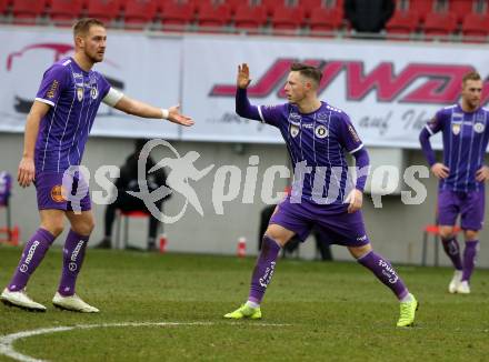 Fussball 2. Liga. SK Austria Klagenfurt gegen  FC Liefering.  Torjubel Markus Rusek, Fabian Miesenboeck (Klagenfurt), (Liefering). Klagenfurt, am 13.12.2020.
Foto: Kuess
www.qspictures.net
---
pressefotos, pressefotografie, kuess, qs, qspictures, sport, bild, bilder, bilddatenbank
