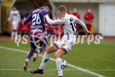 Fussball. Bundesliga. RZ Pellets WAC gegen FK Austria Wien. Sven Sprangler,  (WAC), Alon Turgeman (Wien). Wolfsberg, am 13.12.2020.
Foto: Kuess
www.qspictures.net

---
pressefotos, pressefotografie, kuess, qs, qspictures, sport, bild, bilder, bilddatenbank