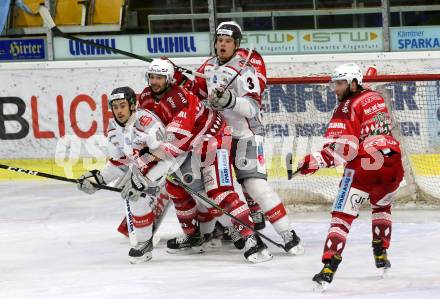 EBEL. Eishockey Bundesliga. KAC gegen	spusu Bratislava Capitals. Blaz Gregorc ,  Martin Schumnig,  Rok Ticar   (KAC), Fortier Maxime, Ahl Filip (Bratislava). Klagenfurt, am 13.12.2020.
Foto: Kuess
www.qspictures.net

---
pressefotos, pressefotografie, kuess, qs, qspictures, sport, bild, bilder, bilddatenbank