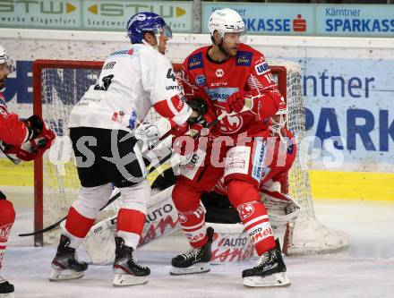 EBEL. Eishockey Bundesliga. KAC gegen	HC TIWAG Innsbruck. Paul Postma, (KAC), Samuel Michael Herr  (Innsbruck). Klagenfurt, am 20.12.2020.
Foto: Kuess
www.qspictures.net

---
pressefotos, pressefotografie, kuess, qs, qspictures, sport, bild, bilder, bilddatenbank