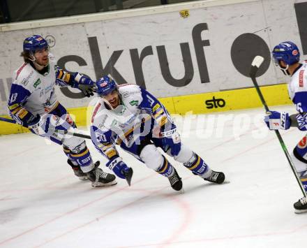 EBEL. Eishockey Bundesliga. VSV gegen HCB Suedtirol Alperia. Torjubel 	Allard Frederik, Collins Chris  (VSV). Villach, am 22.12.2020.
Foto: Kuess
www.qspictures.net
---
pressefotos, pressefotografie, kuess, qs, qspictures, sport, bild, bilder, bilddatenbank