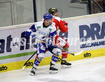 EBEL. Eishockey Bundesliga. VSV gegen HCB Suedtirol Alperia.  Zauner Sebastian (VSV), Alberga Domenico (Bozen). Villach, am 22.12.2020.
Foto: Kuess
www.qspictures.net
---
pressefotos, pressefotografie, kuess, qs, qspictures, sport, bild, bilder, bilddatenbank