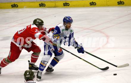 EBEL. Eishockey Bundesliga. VSV gegen HCB Suedtirol Alperia. Gill Sahir  (VSV),  Robertson Dennis (Bozen). Villach, am 22.12.2020.
Foto: Kuess
www.qspictures.net
---
pressefotos, pressefotografie, kuess, qs, qspictures, sport, bild, bilder, bilddatenbank