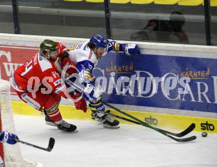 EBEL. Eishockey Bundesliga. VSV gegen HCB Suedtirol Alperia.  Collins Chris (VSV), Fournier Gleason (Bozen). Villach, am 22.12.2020.
Foto: Kuess
www.qspictures.net
---
pressefotos, pressefotografie, kuess, qs, qspictures, sport, bild, bilder, bilddatenbank