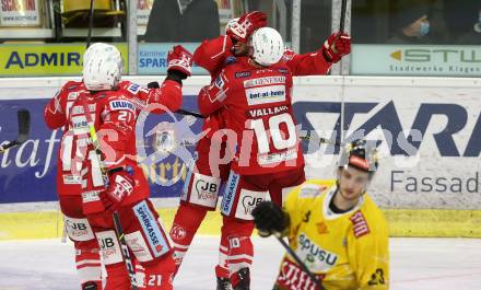EBEL. Eishockey Bundesliga. KAC gegen	spusu Vienna Capitals. Torjubel Stefan Geier, Manuel Geier, Dennis Sticha, Thomas Vallant (KAC). Klagenfurt, am 22.12.2020.
Foto: Kuess
www.qspictures.net

---
pressefotos, pressefotografie, kuess, qs, qspictures, sport, bild, bilder, bilddatenbank