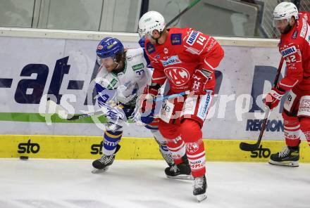 EBEL. Eishockey Bundesliga. VSV gegen KAC.  Martin Ulmer, (VSV), Paul Postma  (KAC). Villach, am 28.12.2020.
Foto: Kuess
www.qspictures.net
---
pressefotos, pressefotografie, kuess, qs, qspictures, sport, bild, bilder, bilddatenbank