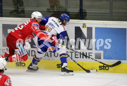 EBEL. Eishockey Bundesliga. VSV gegen KAC.  Christof Wappis,  (VSV),  Clemens Unterweger (KAC). Villach, am 28.12.2020.
Foto: Kuess
www.qspictures.net
---
pressefotos, pressefotografie, kuess, qs, qspictures, sport, bild, bilder, bilddatenbank