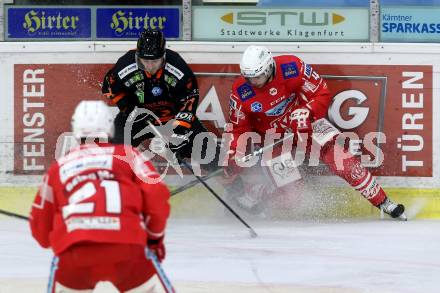 EBEL. Eishockey Bundesliga. KAC gegen	spusu Moser Medical Graz99ers.  Sticha Dennis (KAC), Lindner Philipp (Graz). Klagenfurt, am 30.12.2020.
Foto: Kuess
www.qspictures.net

---
pressefotos, pressefotografie, kuess, qs, qspictures, sport, bild, bilder, bilddatenbank