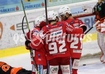 EBEL. Eishockey Bundesliga. KAC gegen	spusu Moser Medical Graz99ers.  Torjubel (KAC). Klagenfurt, am 30.12.2020.
Foto: Kuess
www.qspictures.net

---
pressefotos, pressefotografie, kuess, qs, qspictures, sport, bild, bilder, bilddatenbank