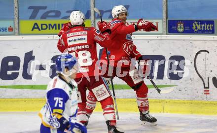 EBEL. Eishockey Bundesliga. KAC gegen	VSV. Torjubel Martin Schumnig, Manuel Ganahl (KAC). Klagenfurt, am 3.1.2021.
Foto: Kuess
www.qspictures.net

---
pressefotos, pressefotografie, kuess, qs, qspictures, sport, bild, bilder, bilddatenbank
