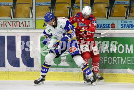 EBEL. Eishockey Bundesliga. KAC gegen	VSV. Lukas Haudum, (KAC), Raphael Wolf  (VSV). Klagenfurt, am 3.1.2021.
Foto: Kuess
www.qspictures.net

---
pressefotos, pressefotografie, kuess, qs, qspictures, sport, bild, bilder, bilddatenbank