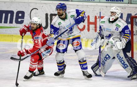 EBEL. Eishockey Bundesliga. KAC gegen	VSV. Marcel Witting,  (KAC),  Frederik Allard, Alexander Schmidt (VSV). Klagenfurt, am 3.1.2021.
Foto: Kuess
www.qspictures.net

---
pressefotos, pressefotografie, kuess, qs, qspictures, sport, bild, bilder, bilddatenbank