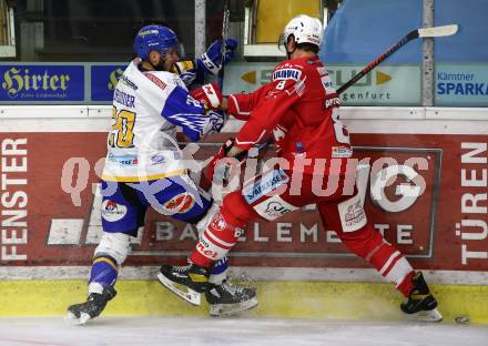 EBEL. Eishockey Bundesliga. KAC gegen	VSV. Nicholas Eric Petersen,  (KAC), Nico Brunner (VSV). Klagenfurt, am 3.1.2021.
Foto: Kuess
www.qspictures.net

---
pressefotos, pressefotografie, kuess, qs, qspictures, sport, bild, bilder, bilddatenbank
