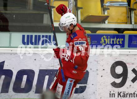 EBEL. Eishockey Bundesliga. KAC gegen	VSV. Torjubel  Nicholas Eric Petersen (KAC). Klagenfurt, am 3.1.2021.
Foto: Kuess
www.qspictures.net

---
pressefotos, pressefotografie, kuess, qs, qspictures, sport, bild, bilder, bilddatenbank