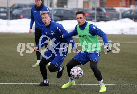 Fussball 2. Liga. Austria Klagenfurt.  Christopher Cvetko, Oliver Markoutz. Klagenfurt, am 4.1.2021.
Foto: Kuess
www.qspictures.net
---
pressefotos, pressefotografie, kuess, qs, qspictures, sport, bild, bilder, bilddatenbank
