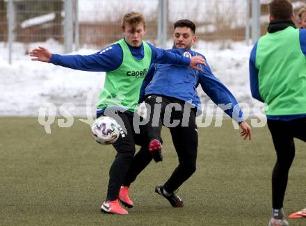 Fussball 2. Liga. Austria Klagenfurt.  Florian Freissegger, Darijo Pecirep. Klagenfurt, am 4.1.2021.
Foto: Kuess
www.qspictures.net
---
pressefotos, pressefotografie, kuess, qs, qspictures, sport, bild, bilder, bilddatenbank