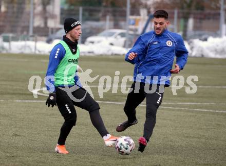 Fussball 2. Liga. Austria Klagenfurt.  Fabian Miesenboeck, Darijo Pecirep. Klagenfurt, am 4.1.2021.
Foto: Kuess
www.qspictures.net
---
pressefotos, pressefotografie, kuess, qs, qspictures, sport, bild, bilder, bilddatenbank