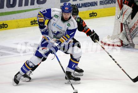 EBEL. Eishockey Bundesliga. VSV gegen Moser Medical Graz99ers.  Jordan Cameron,  (VSV), Charles Dodero (Graz). Villach, am 5.1.2021.
Foto: Kuess
www.qspictures.net
---
pressefotos, pressefotografie, kuess, qs, qspictures, sport, bild, bilder, bilddatenbank