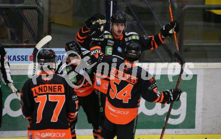 EBEL. Eishockey Bundesliga. VSV gegen Moser Medical Graz99ers.  Torjubel Adis Alagic, Johan Porsberger, Anthony Cameranesi, Philipp Lindner (Graz). Villach, am 5.1.2021.
Foto: Kuess
www.qspictures.net
---
pressefotos, pressefotografie, kuess, qs, qspictures, sport, bild, bilder, bilddatenbank