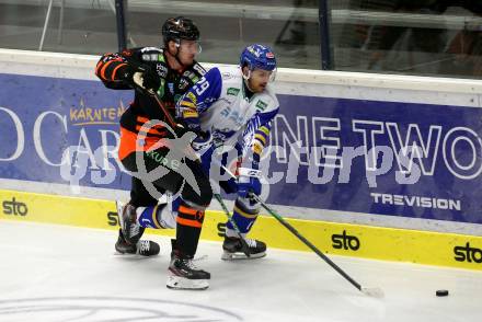 EBEL. Eishockey Bundesliga. VSV gegen Moser Medical Graz99ers. Sahir Gill,   (VSV), Adis Alagic (Graz). Villach, am 5.1.2021.
Foto: Kuess
www.qspictures.net
---
pressefotos, pressefotografie, kuess, qs, qspictures, sport, bild, bilder, bilddatenbank
