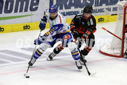 EBEL. Eishockey Bundesliga. VSV gegen Moser Medical Graz99ers. Sahir Gill,   (VSV), Lukas Kainz (Graz). Villach, am 5.1.2021.
Foto: Kuess
www.qspictures.net
---
pressefotos, pressefotografie, kuess, qs, qspictures, sport, bild, bilder, bilddatenbank