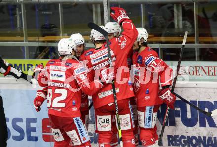 EBEL. Eishockey Bundesliga. KAC gegen	Bratislava Capitals. Torjubel Manuel Ganahl, Paul Postma, Rok Ticar, Nicholas Eric Petersen, Clemens Unterweger (KAC). Klagenfurt, am 10.1.2021.
Foto: Kuess
www.qspictures.net

---
pressefotos, pressefotografie, kuess, qs, qspictures, sport, bild, bilder, bilddatenbank