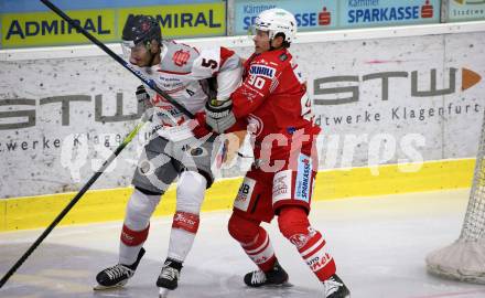 EBEL. Eishockey Bundesliga. KAC gegen	Bratislava Capitals. Matthew Fraser,  (KAC), Lukas Bohunicky (Bratislava). Klagenfurt, am 10.1.2021.
Foto: Kuess
www.qspictures.net

---
pressefotos, pressefotografie, kuess, qs, qspictures, sport, bild, bilder, bilddatenbank