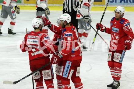EBEL. Eishockey Bundesliga. KAC gegen	Bratislava Capitals. Torjubel Lukas Haudum, Rok Ticar, Paul Postma, Clemens Unterweger (KAC). Klagenfurt, am 10.1.2021.
Foto: Kuess
www.qspictures.net

---
pressefotos, pressefotografie, kuess, qs, qspictures, sport, bild, bilder, bilddatenbank