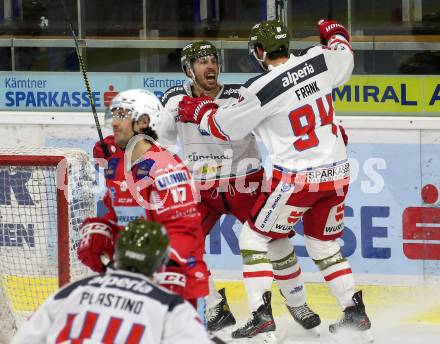 EBEL. Eishockey Bundesliga. KAC gegen	HCB Suedtirol Alperia. Torjubel Daniel Frank  (Bozen). Klagenfurt, am 12.1.2021.
Foto: Kuess
www.qspictures.net

---
pressefotos, pressefotografie, kuess, qs, qspictures, sport, bild, bilder, bilddatenbank