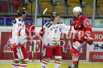 EBEL. Eishockey Bundesliga. KAC gegen	HCB Suedtirol Alperia.  Torjubel Gleason Fournier, Dustin Gazley  (Bozen). Klagenfurt, am 12.1.2021.
Foto: Kuess
www.qspictures.net

---
pressefotos, pressefotografie, kuess, qs, qspictures, sport, bild, bilder, bilddatenbank
