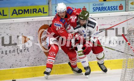 EBEL. Eishockey Bundesliga. KAC gegen	HCB Suedtirol Alperia. Manuel Geier,  (KAC), Daniel Catenacci (Bozen). Klagenfurt, am 12.1.2021.
Foto: Kuess
www.qspictures.net

---
pressefotos, pressefotografie, kuess, qs, qspictures, sport, bild, bilder, bilddatenbank
