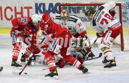 EBEL. Eishockey Bundesliga. KAC gegen	HCB Suedtirol Alperia. Nicholas Eric Petersen, Rok Ticar, (KAC), Matteo Pietroniro, Leland Irving, Dennis Robertson  (Bozen). Klagenfurt, am 12.1.2021.
Foto: Kuess
www.qspictures.net

---
pressefotos, pressefotografie, kuess, qs, qspictures, sport, bild, bilder, bilddatenbank