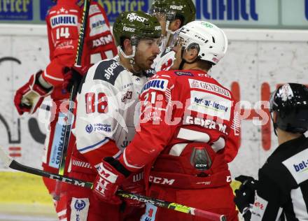 EBEL. Eishockey Bundesliga. KAC gegen	HCB Suedtirol Alperia. Manuel Geier,  (KAC), Domenico Alberga (Bozen). Klagenfurt, am 12.1.2021.
Foto: Kuess
www.qspictures.net

---
pressefotos, pressefotografie, kuess, qs, qspictures, sport, bild, bilder, bilddatenbank