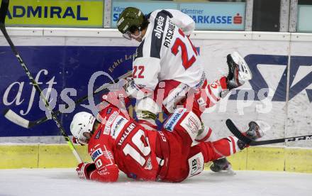 EBEL. Eishockey Bundesliga. KAC gegen	HCB Suedtirol Alperia. Thomas Vallant,  (KAC), Simon Pitschieler (Bozen). Klagenfurt, am 12.1.2021.
Foto: Kuess
www.qspictures.net

---
pressefotos, pressefotografie, kuess, qs, qspictures, sport, bild, bilder, bilddatenbank