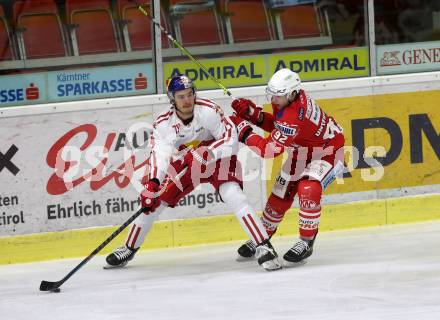 EBEL. Eishockey Bundesliga. KAC gegen	EC Red Bull Salzburg. Unterweger Clemens (KAC), Feldner Nico (Salzburg). Klagenfurt, am 15.1.2021.
Foto: Kuess
www.qspictures.net

---
pressefotos, pressefotografie, kuess, qs, qspictures, sport, bild, bilder, bilddatenbank