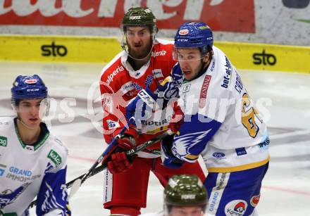 EBEL. Eishockey Bundesliga. VSV gegen HCB Suedtirol Alperia. Jordan Caron,   (VSV), Dennis Di Perna (Bozen). Villach, am 15.1.2021.
Foto: Kuess
www.qspictures.net
---
pressefotos, pressefotografie, kuess, qs, qspictures, sport, bild, bilder, bilddatenbank
