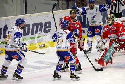 EBEL. Eishockey Bundesliga. VSV gegen HCB Suedtirol Alperia.  Torjubel Frederik Allard, Daniel Wachter, Sahir Gill (VSV). Villach, am 15.1.2021.
Foto: Kuess
www.qspictures.net
---
pressefotos, pressefotografie, kuess, qs, qspictures, sport, bild, bilder, bilddatenbank