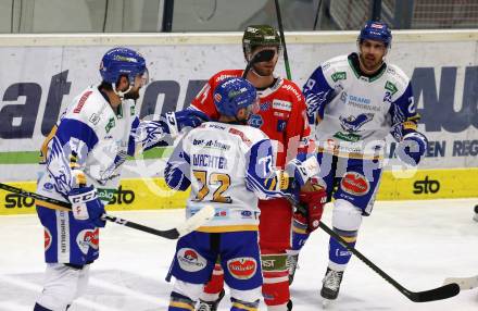 EBEL. Eishockey Bundesliga. VSV gegen HCB Suedtirol Alperia. Torjubel Frederik Allard, Daniel Wachter, Sahir Gill (VSV). Villach, am 15.1.2021.
Foto: Kuess
www.qspictures.net
---
pressefotos, pressefotografie, kuess, qs, qspictures, sport, bild, bilder, bilddatenbank