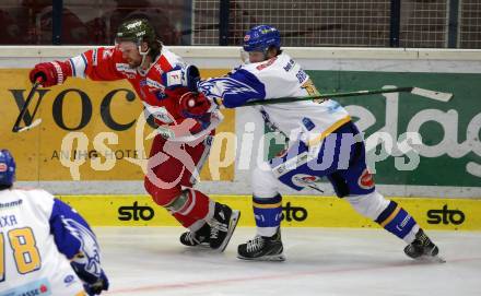 EBEL. Eishockey Bundesliga. VSV gegen HCB Suedtirol Alperia.  Stefan Bacher,  (VSV), Brett Findlay (Bozen). Villach, am 15.1.2021.
Foto: Kuess
www.qspictures.net
---
pressefotos, pressefotografie, kuess, qs, qspictures, sport, bild, bilder, bilddatenbank
