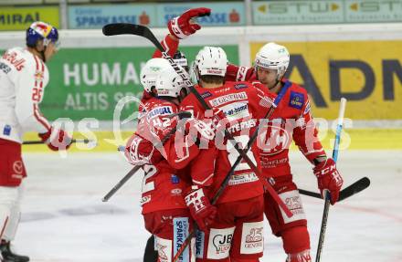 EBEL. Eishockey Bundesliga. KAC gegen	EC Red Bull Salzburg. Torjubel Postma Paul, Koch Thomas, Petersen Nicholas Eric, Ticar Rok, Fraser Matthew (KAC). Klagenfurt, am 15.1.2021.
Foto: Kuess
www.qspictures.net

---
pressefotos, pressefotografie, kuess, qs, qspictures, sport, bild, bilder, bilddatenbank