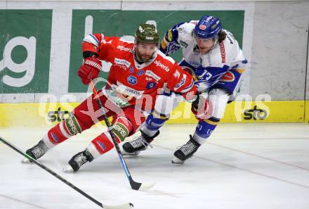 EBEL. Eishockey Bundesliga. VSV gegen HCB Suedtirol Alperia. Chris Collins,  (VSV), Daniel Catenacci  (Bozen). Villach, am 15.1.2021.
Foto: Kuess
www.qspictures.net
---
pressefotos, pressefotografie, kuess, qs, qspictures, sport, bild, bilder, bilddatenbank