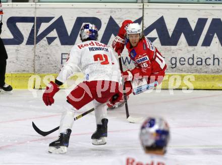 EBEL. Eishockey Bundesliga. KAC gegen	EC Red Bull Salzburg. Bischofberger Johannes (KAC), Heinrich Dominique (Salzburg). Klagenfurt, am 15.1.2021.
Foto: Kuess
www.qspictures.net

---
pressefotos, pressefotografie, kuess, qs, qspictures, sport, bild, bilder, bilddatenbank