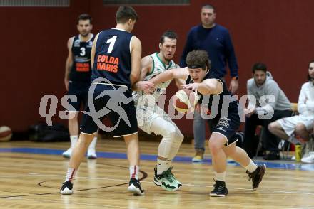 Basketball Zweite Liga 2020/2021. Grunddurchgang 16. Runde. KOS Celovec gegen BBC Nord Dragonz. Anze Kos  (KOS Celovec), Ismail Chrigui , Ognjen Drljaca  (BBC Nord Dragonz). Klagenfurt, am 16.1.2021.
Foto: Kuess
www.qspictures.net

---
pressefotos, pressefotografie, kuess, qs, qspictures, sport, bild, bilder, bilddatenbank